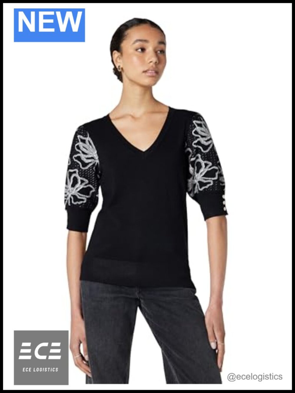 Floral Long Sleeve Pullover Sweater Round Neck Casual
